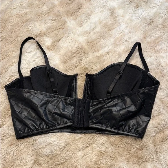 Frederick's of Hollywood Eliza Kate Vegan Leather Quilted Bra Set - NWOT - M - Picture 3 of 5